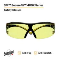 3M™ SecureFit™ 400 Series Safety Glasses SF403XSGAF-YEL, Yellow/Black, Amber Scotchgard™ Anti-Fog/Anti-Scratch Lens - Image 3