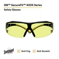 3M™ SecureFit™ 400 Series Safety Glasses SF403XSGAF-YEL, Yellow/Black, Amber Scotchgard™ Anti-Fog/Anti-Scratch Lens image 3M™ SecureFit™ 400 Series Safety Glasses SF403XSGAF-YEL, Yellow/Black, Amber Scotchgard™ Anti-Fog/Anti-Scratch Lensimage