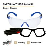 3M™ Solus™ Safety Glasses 1000-Series S1101SGAF-KT, Kit, Foam, Strap, Black/Blue, Clear Scotchgard™ Anti-fog lens - Image 3