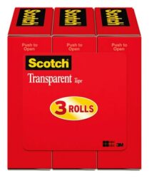 Scotch® Transparent Tape 600K3, 3/4 in x 1000 in (19 mm x 25,4 m) 3-Pack image Scotch® Transparent Tape 600K3, 3/4 in x 1000 in (19 mm x 25,4 m) 3-Packimage