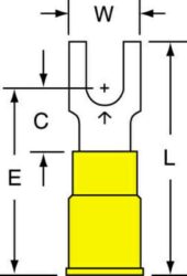 3M™ Block Fork Terminal Nylon with Insulation Grip Butted Seam 12-10 AWG, 95367, BS-33-8-NB, suitable for use in a terminal block image 3M™ Block Fork Terminal Nylon with Insulation Grip Butted Seam 12-10 AWG, 95367, BS-33-8-NB, suitable for use in a terminal blockimage