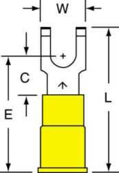 3M™ Vinyl Insulated Butted Seam Flanged Block Fork Terminal BS-23-10-P, suitable for use in a terminal block image 3M™ Vinyl Insulated Butted Seam Flanged Block Fork Terminal BS-23-10-P, suitable for use in a terminal blockimage
