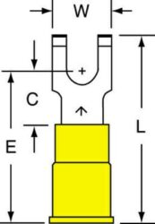 3M™ Vinyl Insulated Butted Seam Flanged Block Fork Terminal BS-23-8-P, suitable for use in a terminal block image 3M™ Vinyl Insulated Butted Seam Flanged Block Fork Terminal BS-23-8-P, suitable for use in a terminal blockimage