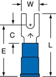 3M™ Vinyl Insulated Butted Seam Block Fork Terminal BS-32-4S-P, suitable for use in a terminal block image 3M™ Vinyl Insulated Butted Seam Block Fork Terminal BS-32-4S-P, suitable for use in a terminal blockimage