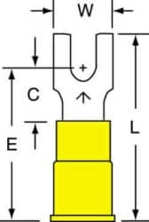 3M™ Vinyl Insulated Butted Seam Block Fork Terminal BS-33-6-P, suitable for use in a terminal block image 3M™ Vinyl Insulated Butted Seam Block Fork Terminal BS-33-6-P, suitable for use in a terminal blockimage