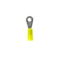 3M™ Nylon Insulated Brazed Seam Ring Tongue Terminal, 10-4-WN, standard-style ring tongue fits around the stud image 3M™ Nylon Insulated Brazed Seam Ring Tongue Terminal, 10-4-WN, standard-style ring tongue fits around the studimage