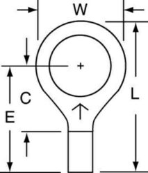 3M™ Non-Insulated Butted Seam Ring Tongue Terminal 12-38, Max. Temp. 347 °F (175 °C) for bare terminalsimage
