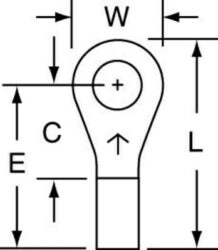 3M™ Non-Insulated Brazed Seam Ring Tongue Terminal L-12-8-W, Max. Temp. 347 °F (175 °C) for bare terminalsimage