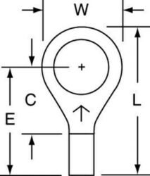 3M™ Non-Insulated Brazed Seam Ring Tongue Terminal 12-56-W, Max. Temp. 347 °F (175 °C) for bare terminals image 3M™ Non-Insulated Brazed Seam Ring Tongue Terminal 12-56-W, Max. Temp. 347 °F (175 °C) for bare terminalsimage