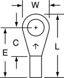 3M™ Non-Insulated Brazed Seam Ring Tongue Terminal, L-11-10-W, Max. Temp. 347 °F (175 °C) for bare terminalsimage