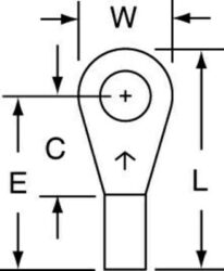 3M™ Non-Insulated Brazed Seam Ring Tongue Terminal, L-11-8-W, Max. Temp. 347 °F (175 °C) for bare terminals image 3M™ Non-Insulated Brazed Seam Ring Tongue Terminal, L-11-8-W, Max. Temp. 347 °F (175 °C) for bare terminalsimage