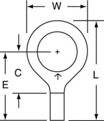 3M™ Non-Insulated Brazed Seam Ring Tongue Terminal, 11-38-W, Max. Temp. 347 °F (175 °C) for bare terminalsimage