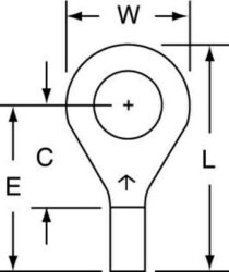 3M™ Non-Insulated Brazed Seam Ring Tongue Terminal, 11-2S-W, Max. Temp. 347 °F (175 °C) for bare terminalsimage