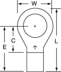 3M™ Non-Insulated Brazed Seam Ring Tongue Terminal 14-38-W, Max. Temp. 347 °F (175 °C) for bare terminals image 3M™ Non-Insulated Brazed Seam Ring Tongue Terminal 14-38-W, Max. Temp. 347 °F (175 °C) for bare terminalsimage