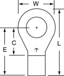 3M™ Non-Insulated Brazed Seam Ring Tongue Terminal 14-56-W, Max. Temp. 347 °F (175 °C) for bare terminals image 3M™ Non-Insulated Brazed Seam Ring Tongue Terminal 14-56-W, Max. Temp. 347 °F (175 °C) for bare terminalsimage