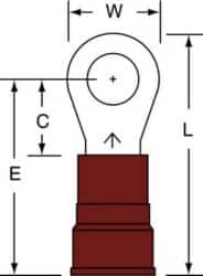 3M™ Nylon Insulated Brazed Seam Ring Tongue Terminal, 14-38-WN, standard-style ring tongue fits around the stud image 3M™ Nylon Insulated Brazed Seam Ring Tongue Terminal, 14-38-WN, standard-style ring tongue fits around the studimage