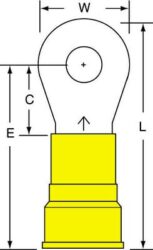3M™ Nylon Insulated Brazed Seam Ring Tongue Terminal, 16-14-WN, standard-style ring tongue fits around the stud image 3M™ Nylon Insulated Brazed Seam Ring Tongue Terminal, 16-14-WN, standard-style ring tongue fits around the studimage