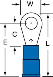 3M™ Nylon Insulation Grip Ring Tongue Terminal L-12-8-NB, standard-style ring tongue fits around the stud image 3M™ Nylon Insulation Grip Ring Tongue Terminal L-12-8-NB, standard-style ring tongue fits around the studimage