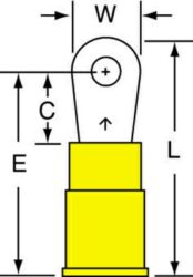 3M™ Vinyl Insulated Butted Seam Ring Tongue Terminal 13-4S-P, standard-style ring tongue fits around the stud image 3M™ Vinyl Insulated Butted Seam Ring Tongue Terminal 13-4S-P, standard-style ring tongue fits around the studimage