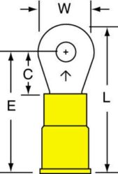 3M™ Vinyl Insulated Butted Seam Ring Tongue Terminal 13-6-P, standard-style ring tongue fits around the stud image 3M™ Vinyl Insulated Butted Seam Ring Tongue Terminal 13-6-P, standard-style ring tongue fits around the studimage