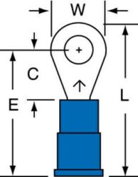 3M™ Vinyl Insulated Butted Seam Ring Tongue Terminal 12-8-P, standard-style ring tongue fits around the stud image 3M™ Vinyl Insulated Butted Seam Ring Tongue Terminal 12-8-P, standard-style ring tongue fits around the studimage