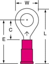 3M™ Vinyl Insulated Butted Seam Ring Tongue Terminal, 11-14S-P, standard-style ring tongue fits around the stud image 3M™ Vinyl Insulated Butted Seam Ring Tongue Terminal, 11-14S-P, standard-style ring tongue fits around the studimage