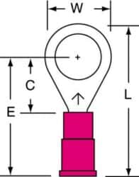 3M™ Vinyl Insulated Butted Seam Ring Tongue Terminal, 11-56S-P, standard-style ring tongue fits around the stud image 3M™ Vinyl Insulated Butted Seam Ring Tongue Terminal, 11-56S-P, standard-style ring tongue fits around the studimage