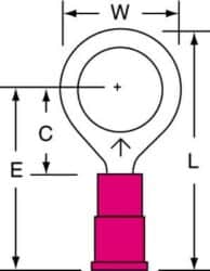 3M™ Vinyl Insulated Butted Seam Ring Tongue Terminal, 11-38-P, standard-style ring tongue fits around the stud image 3M™ Vinyl Insulated Butted Seam Ring Tongue Terminal, 11-38-P, standard-style ring tongue fits around the studimage