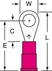 3M™ Vinyl Insulated Butted Seam Ring Tongue Terminal, L-11-10-P, standard-style ring tongue fits around the stud image 3M™ Vinyl Insulated Butted Seam Ring Tongue Terminal, L-11-10-P, standard-style ring tongue fits around the studimage