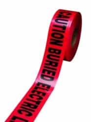 Scotch® Buried Barricade Tape 303, CAUTION BURIED ELECTRIC LINE BELOW, 3 in x 300 ft, Red, 16 rolls/Case image Scotch® Buried Barricade Tape 303, CAUTION BURIED ELECTRIC LINE BELOW, 3 in x 300 ft, Red, 16 rolls/Caseimage