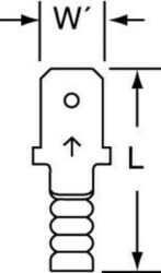 3M™ Non-Insulated Butted Seam Male Disconnect, 71M-187-20, Max. Temp. 347 °F (175 °C) for bare terminalsimage