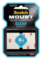 Scotch-Mount™ Clear Double-Sided Mounting Strips 410H-ST, 1 in x 3 in (2.54 cm x 7.62 cm), 8 Strips image Scotch-Mount™ Clear Double-Sided Mounting Strips 410H-ST, 1 in x 3 in (2.54 cm x 7.62 cm), 8 Stripsimage