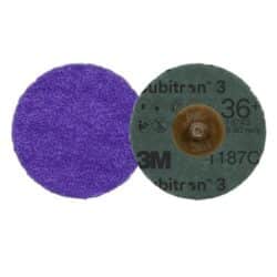 3M™ Cubitron™ 3 Roloc™ Fibre Disc 1187C, 36+, TR, Purple, 3 in, Die R300V, 50/Carton, 200 ea/Caseimage