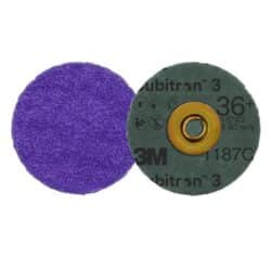 3M™ Cubitron™ 3 Roloc™ Fibre Disc 1187C, 36+, TR, Purple, 2 in, Die R200P, 50/Carton, 200 ea/Case image 3M™ Cubitron™ 3 Roloc™ Fibre Disc 1187C, 36+, TR, Purple, 2 in, Die R200P, 50/Carton, 200 ea/Caseimage