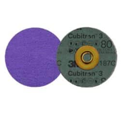 3M™ Cubitron™ 3 Roloc™ Fibre Disc 1187C, 80+, TSM, Purple, 3 in, Die RS300VM, 50/Carton, 200 ea/Caseimage