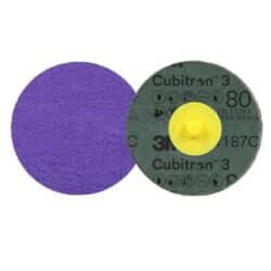 3M™ Cubitron™ 3 Roloc™ Fibre Disc 1187C, 80+, TR, Purple, 3 in, Die R300V, 50/Carton, 200 ea/Caseimage