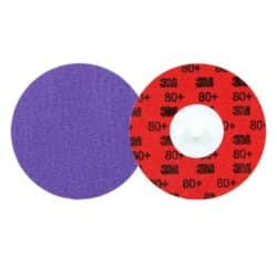 3M™ Cubitron™ 3 Roloc™ Durable Edge Disc 1184F, 80+ YF-weight, TR, Purple, 3 in, Die R300V, 50/Carton, 200 ea/Caseimage