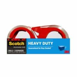 Scotch® Heavy Duty Shipping Packaging Tape 3850-2RD-12GC, 1.88 in x 54.6 yd (48 mm x 50 m) with Dispensers image Scotch® Heavy Duty Shipping Packaging Tape 3850-2RD-12GC, 1.88 in x 54.6 yd (48 mm x 50 m) with Dispensersimage