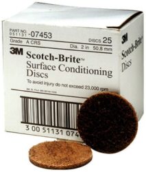 Scotch-Brite™ Surface Conditioning Disc, SC-DH, 07453, A/O Coarse, 2 in x NH, 25/Carton, 100 ea/Case image Scotch-Brite™ Surface Conditioning Disc, SC-DH, 07453, A/O Coarse, 2 in x NH, 25/Carton, 100 ea/Caseimage