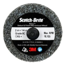 Scotch Brite™ Roloc™ Deburr & Finish PRO Unitized Wheel, DP-UR, 8C Coarse+, TR, 2 in x 1/4 in, 15/Carton, 60 ea/Caseimage