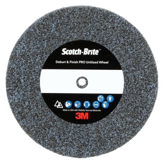 Scotch-Brite™ Deburr & Finish Pro Unitized Wheel, DP-UW, 8C Coarse+, 3 in x 1 in x 1/4 in, 10 ea/Case
