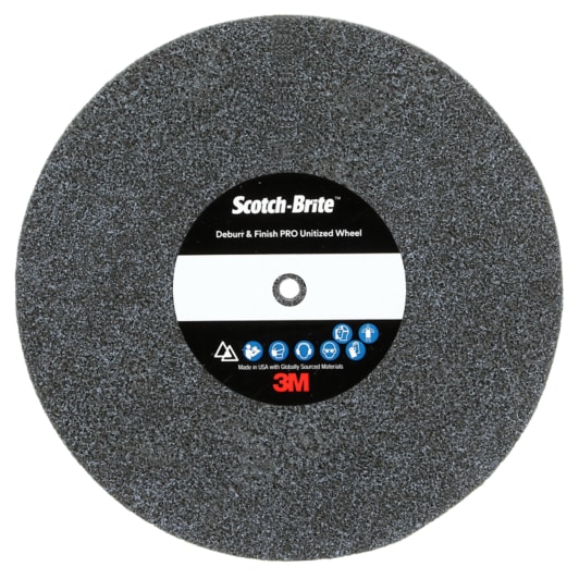Scotch-Brite™ Deburr & Finish Pro Unitized Wheel, DP-UW, 6C Medium+, 6 in x 1/4 in x 3/8 in, 8 ea/Case