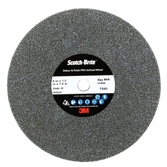 Scotch-Brite™ Deburr & Finish Pro Unitized Wheel, DP-UW, 4C Medium+, 6 in x 1/2 in x 1/2 in