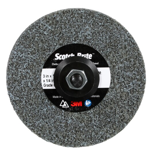 Scotch-Brite™ Deburr & Finish Pro Unitized Wheel, DP-UW, 6C Medium+, 3 in x 1/4 in x 1/4 in, 40 ea/Case