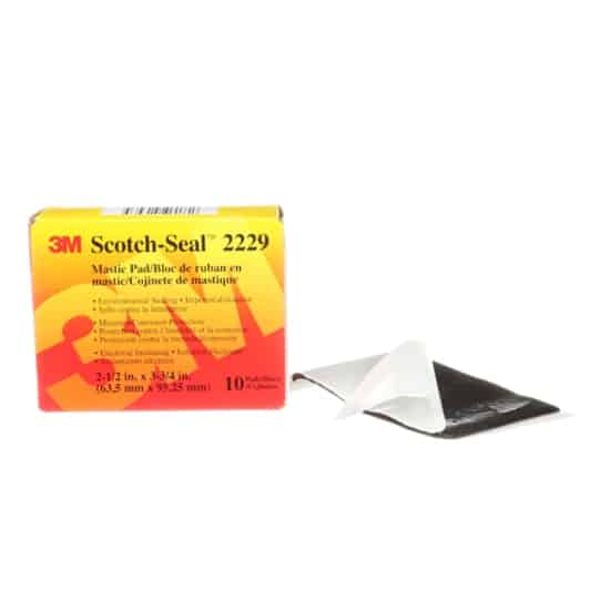 3M™ Scotch-Seal™ Mastic Tape Compound 2229, 3-3/4 in X 3-3/4 in, Black, 25 pads/carton, 100 pads/Case
