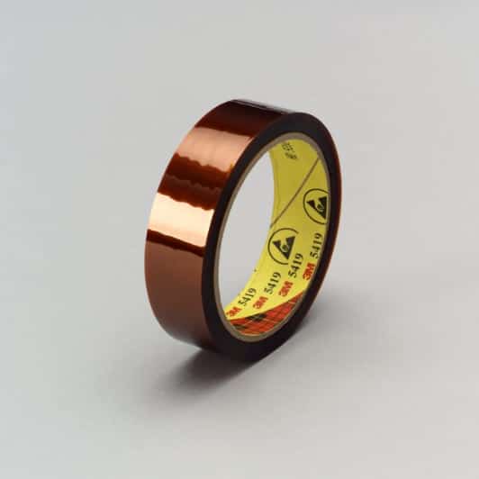3M™ Low-Static Polyimide Film Tape 5419 Gold, 12 in x 36 yds x 2.7 mil, 1/Case, Bulk