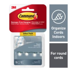 Command™ Clear Round Cord Clips 17017CLR-10ES, Value Pack, 10 Clips, 12 Strips image Command™ Clear Round Cord Clips 17017CLR-10ES, Value Pack, 10 Clips, 12 Stripsimage