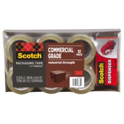 Scotch® Commercial Grade Shipping Packaging Tape 3750-12-DP3, 1.88 in x 54.6 yd (48 mm x 50 m) 12 rolls with Dispenser image Scotch® Commercial Grade Shipping Packaging Tape 3750-12-DP3, 1.88 in x 54.6 yd (48 mm x 50 m) 12 rolls with Dispenserimage