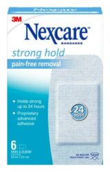 Nexcare™ Strong Hold Pain-Free Removal Bandages, Knee & Elbow SSB-06, 2 in x 4 in (50 mm x 101 mm) image Nexcare™ Strong Hold Pain-Free Removal Bandages, Knee & Elbow SSB-06, 2 in x 4 in (50 mm x 101 mm)image
