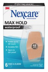 Nexcare™ Max Hold Waterproof Bandages, MHW-06, Knee & Elbow, 2.38 in x 3.5 in (60 mm x 88 mm) image Nexcare™ Max Hold Waterproof Bandages, MHW-06, Knee & Elbow, 2.38 in x 3.5 in (60 mm x 88 mm)image